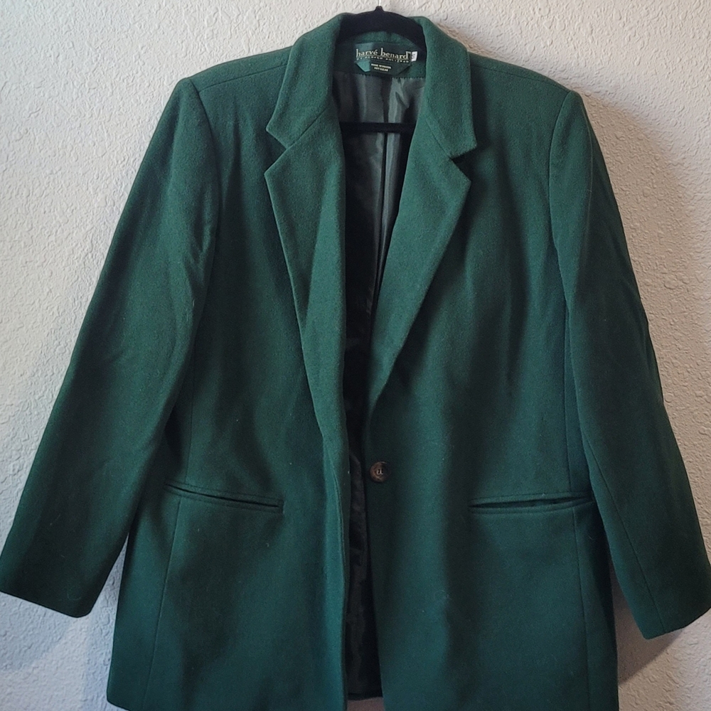 Harvé Benard Green Wool Blazer